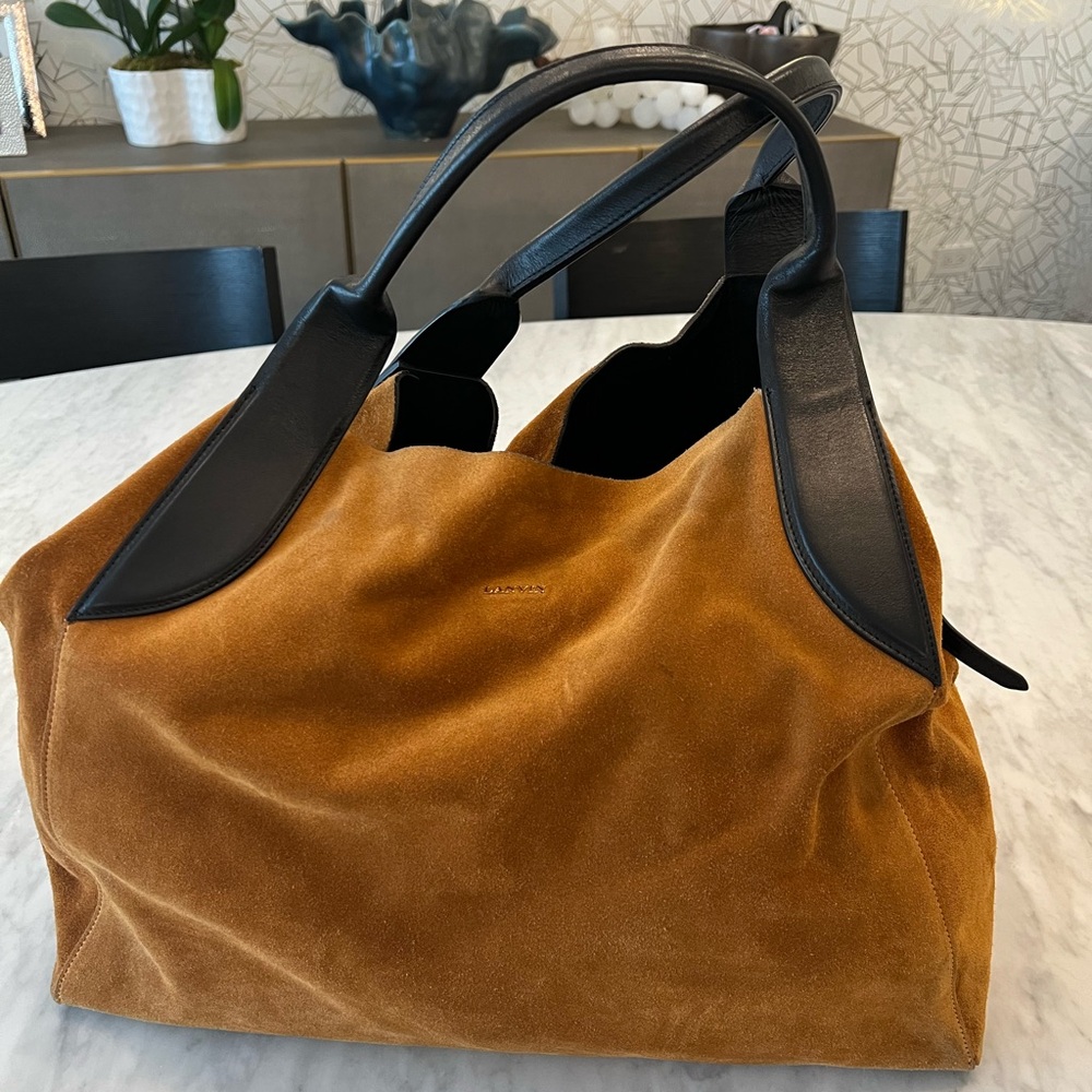 Lanvin brown and Black Suede Tote